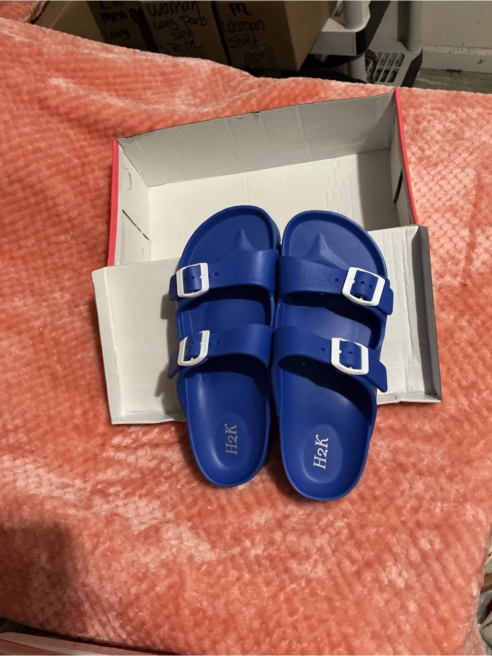 H2K Kids' Double-Buckle Slide Sandals in Bright Blue